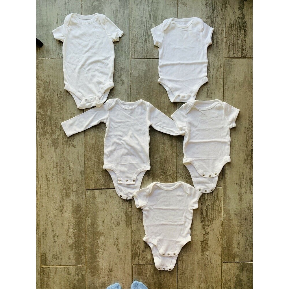 Baby Gap Old Navy Carter's Lot Set of 5 White Bodysuit Romper One-Piece 3-6M EUC